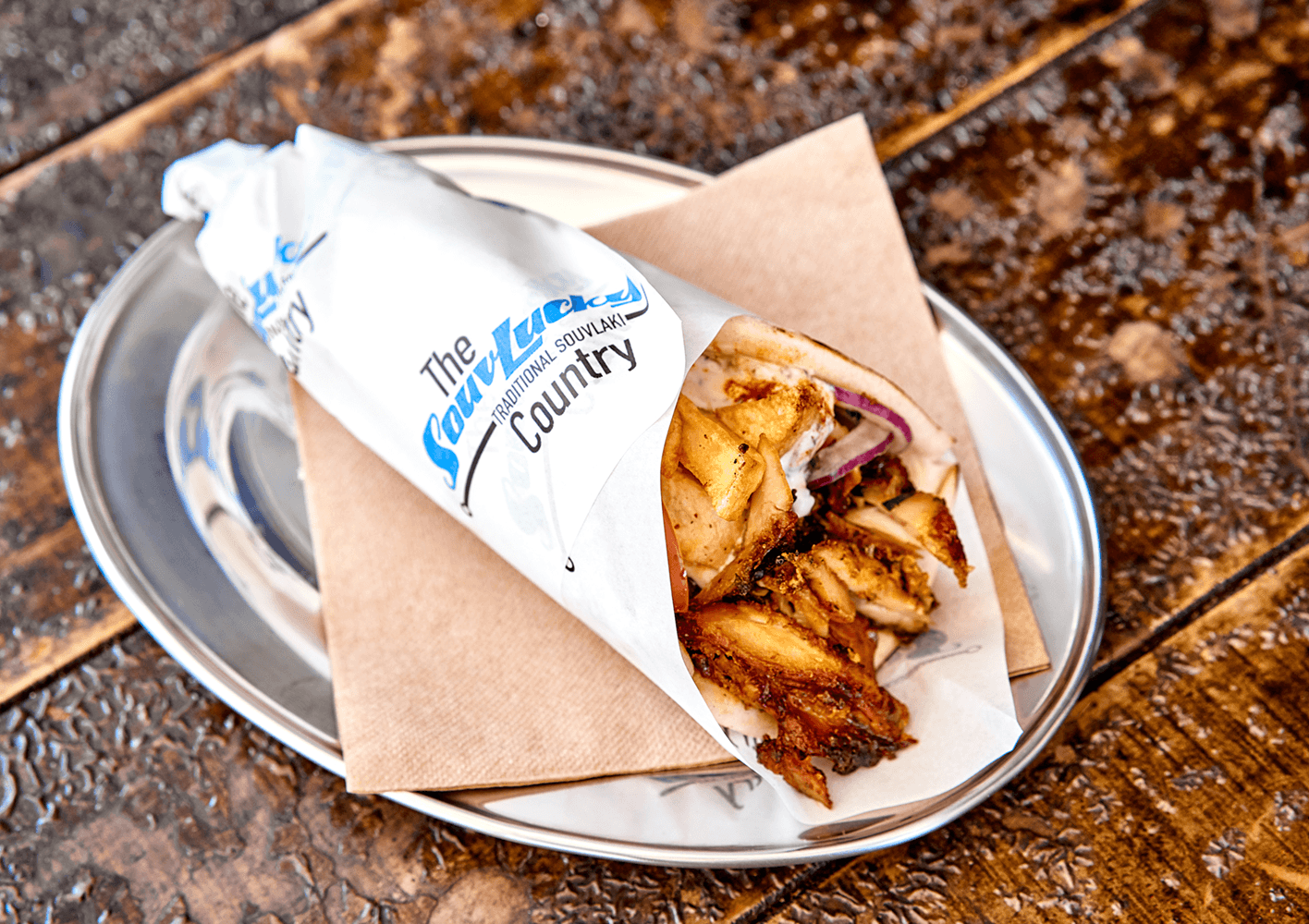 Greek gyros pita, a fast meal before a game